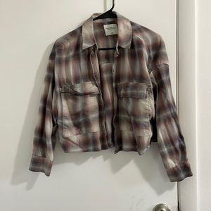 Oversized crop flannel